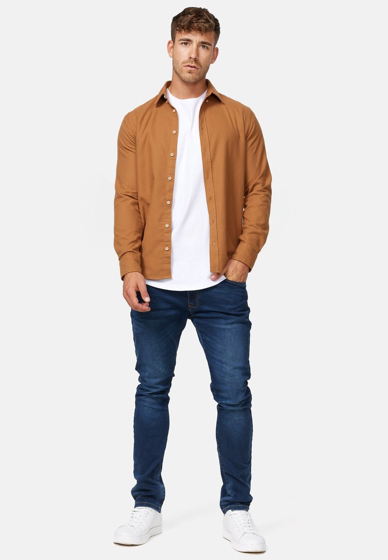 INDICODE JEANS LANGARM RIVERSIDE Chemise rubber/marron chiné