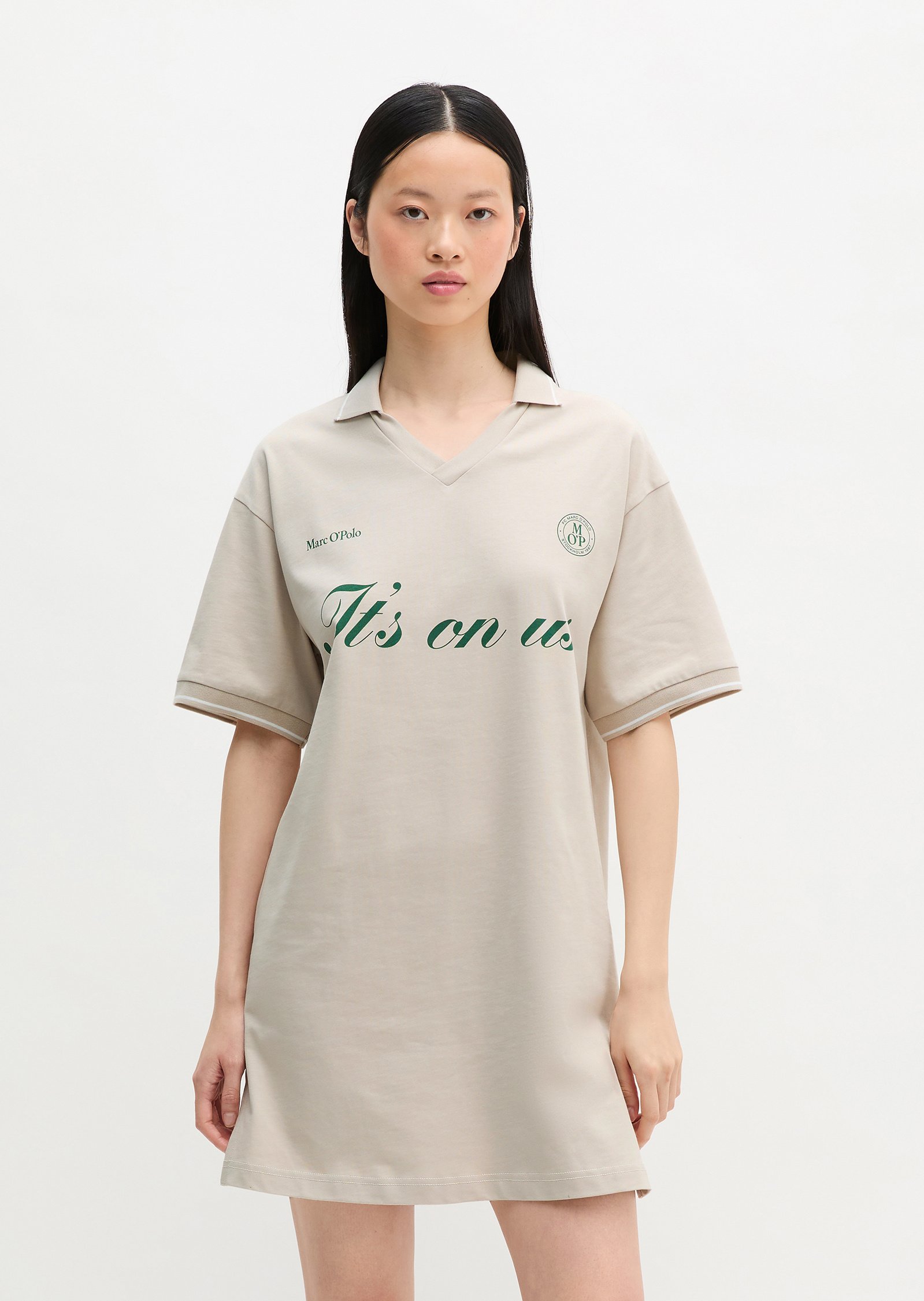 Marc O'Polo CLUB '67 FOOTBALL TRIKOT DRESS - Jersey dress - beige -  Zalando.ie