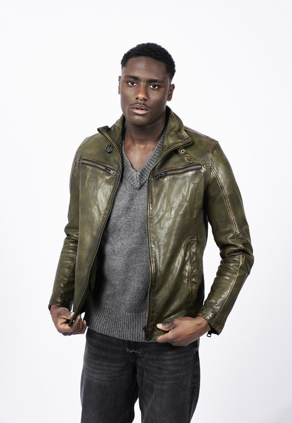 RAUL-FN - Lederjacke - olive