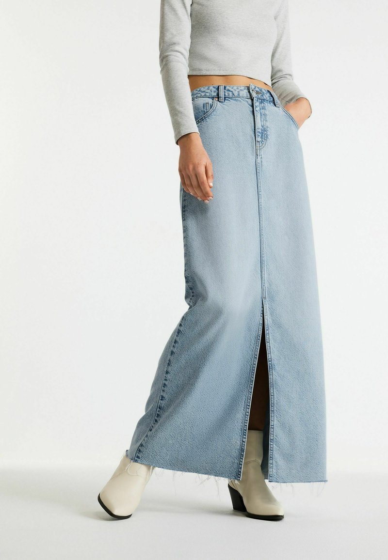 Next DENIM MAXI SKIRT PETITE. PETITE - Maksiseelik - bleach blue