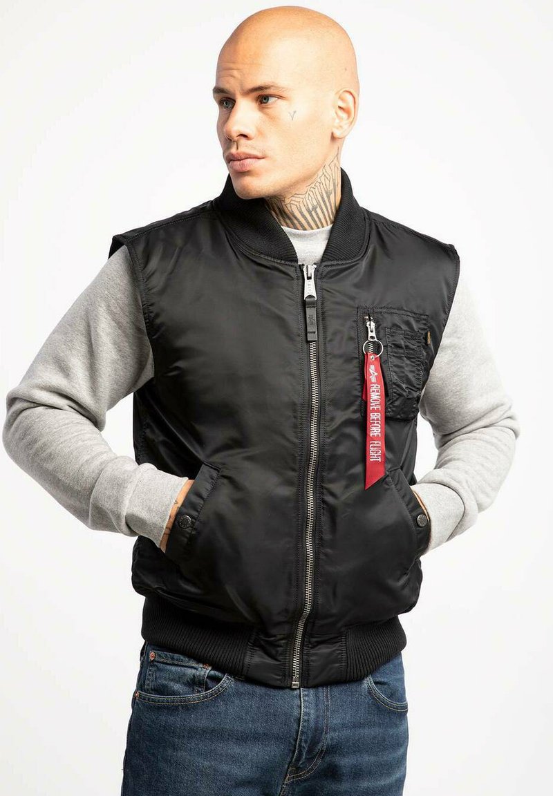 Chaleco Ligero Alpha Industries Para Hombre - Negro, 100% Poliéster