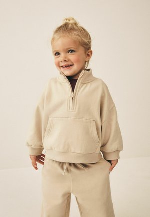 Next, REGULAR FIT - QUARTER ZIP SWEATSHIRT - Felpa - stone