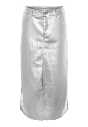 Noisy May, NMKATH FRONT SLIT SKIRT - Falda larga - silver-coloured