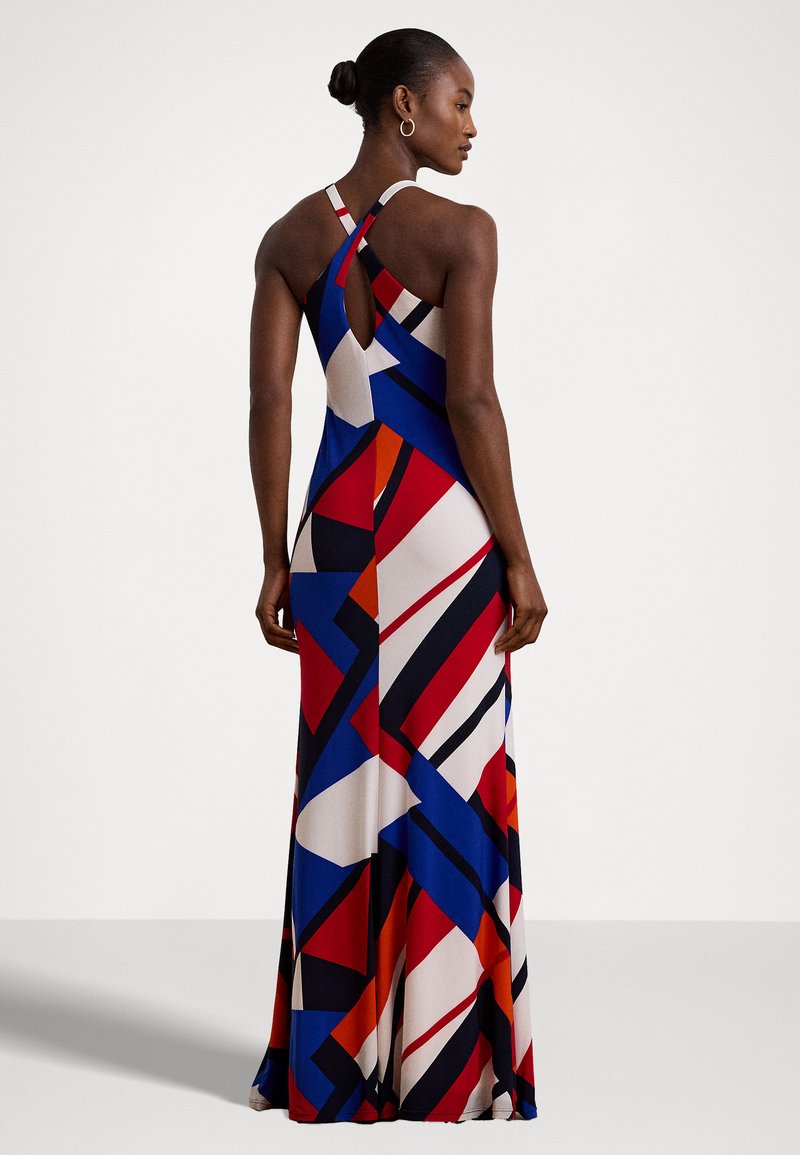 Lauren Ralph Lauren PRINT RING TRIM JERSEY HALTER GOWN - Jersey dress - blue /multi-colored/blue - Zalando