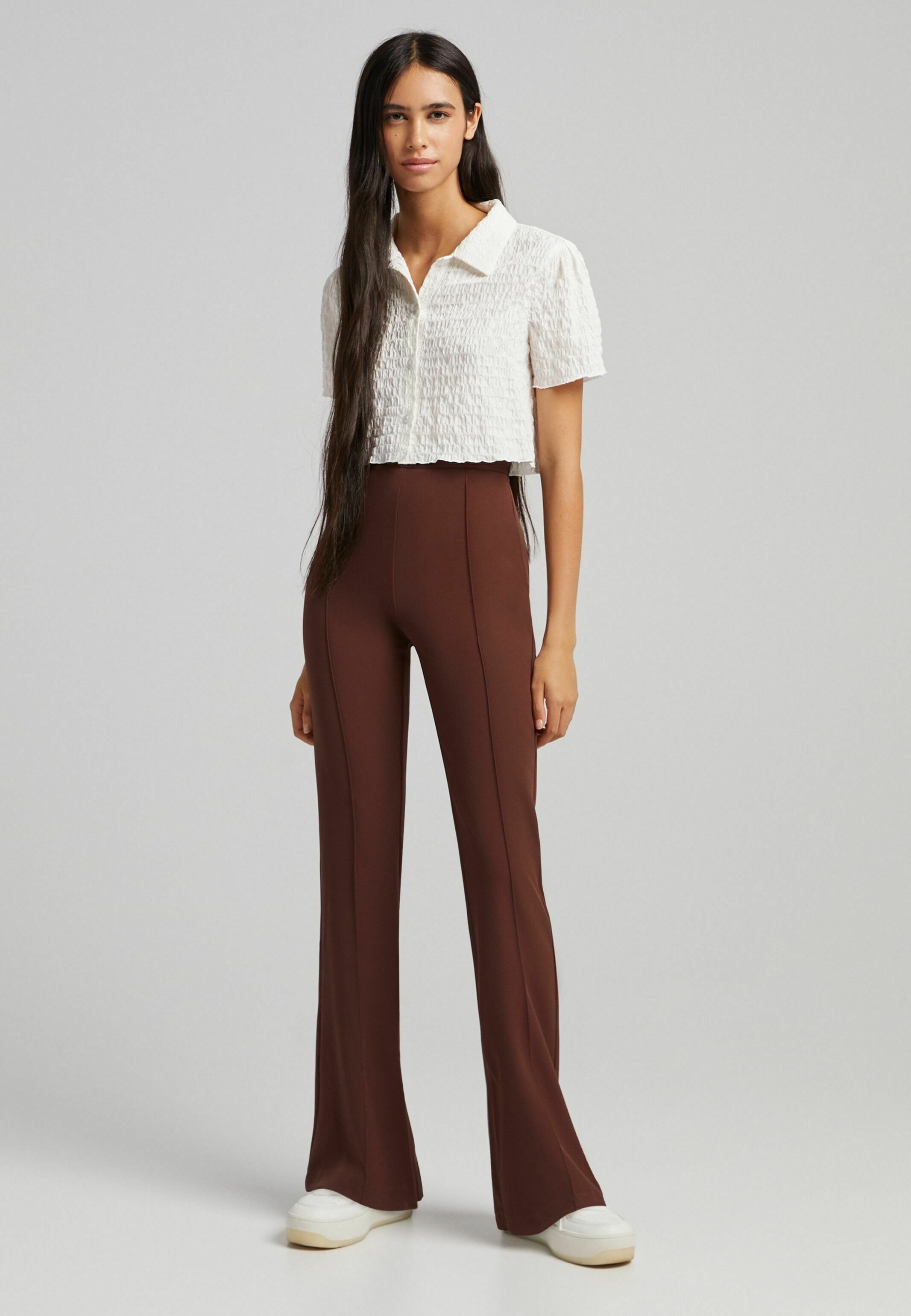 Bershka FLARE - Broek - brown/Bruin - Zalando.be
