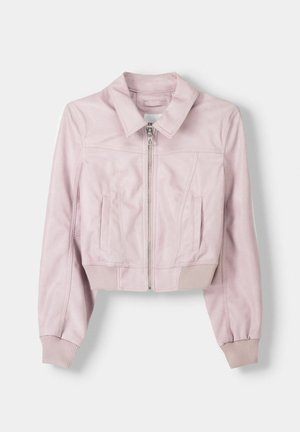 Bershka EFFECT - Faux leather jacket - light pink