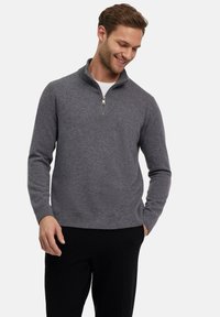 FALKE BASIC LAMBSWOOL HALF-ZIP - Maglione - dark grey