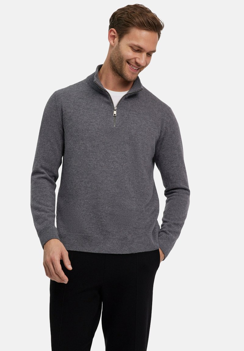 FALKE BASIC LAMBSWOOL HALF-ZIP - Maglione - dark grey