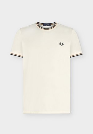 Fred Perry, TWIN TIPPED UNISEX - T-shirt basic - ecru / dark caramel / black