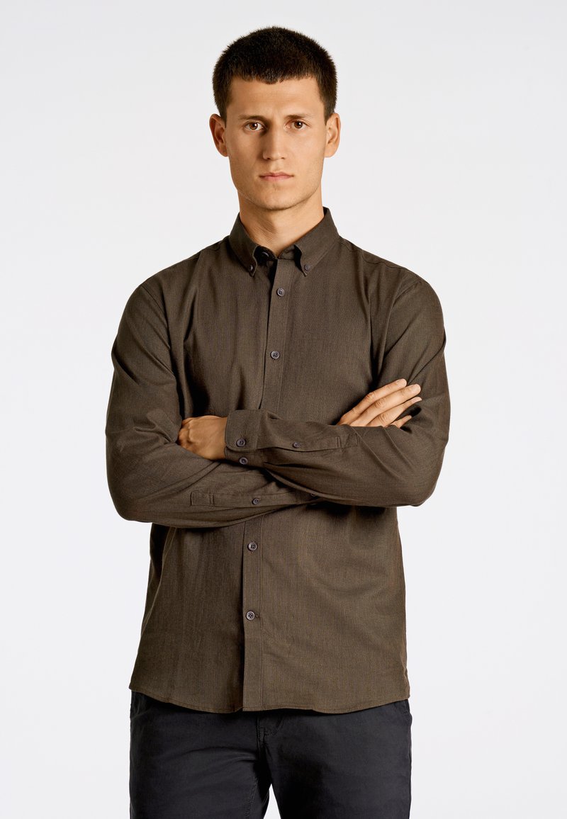 Lindbergh MOULINÉ STRETCH - Camicia - deep brown