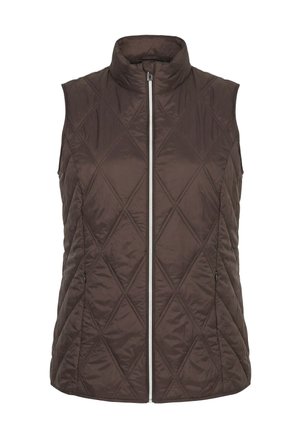 Ulla Popken, HYPRAR MIXED QUILTED WATER-REPELLENT VEST - Vest - dark chocolate