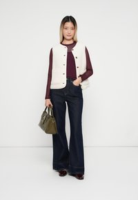 ONLY ONLLINEA WIDE - Wide leg - dark blue denim