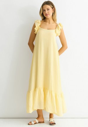 RUFFLE SHORT SLEEVE - Maxi dress - yellow