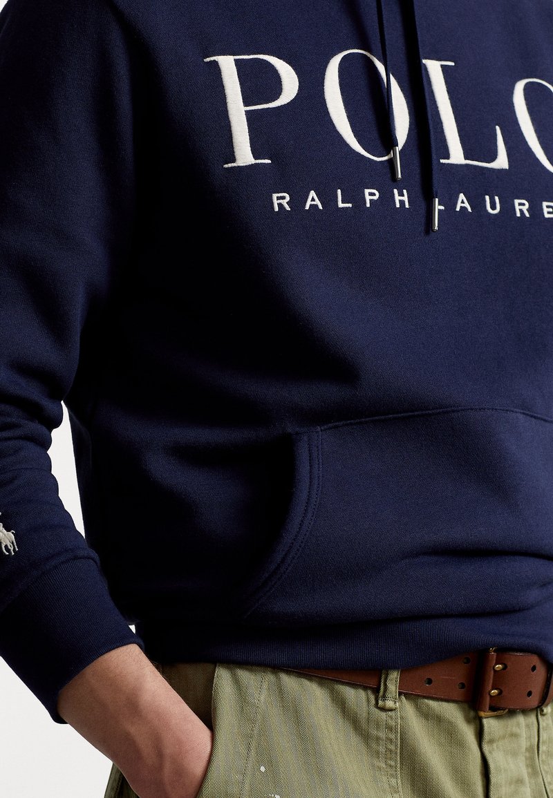 Polo Ralph Lauren LOGO-EMBROIDERED FLEECE HOODIE - Sweat à capuche - cruise  navy/vert - ZALANDO.FR