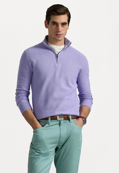 Polo Ralph Lauren MESH KNIT COTTON QUARTER ZIP SWEATER - Svetr - sky lavender