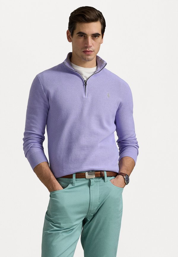 MESH KNIT COTTON QUARTER-ZIP SWEATER - Jumper - sky lavender