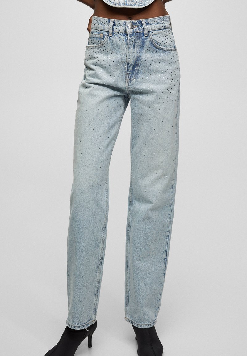 PULL&BEAR STRAIGHTLEG WITH RHINESTONES Jean droit stone blue denim/denim indigo ZALANDO.CH