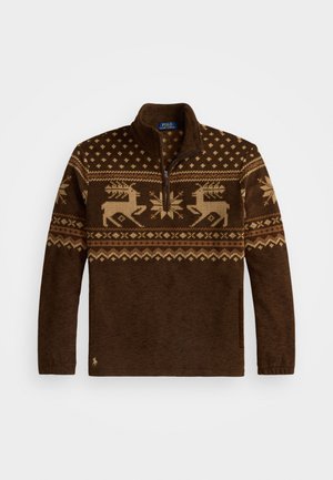 BRUSHED FLEECE QUARTER ZIP PULLOVER - Flísová bunda - brown