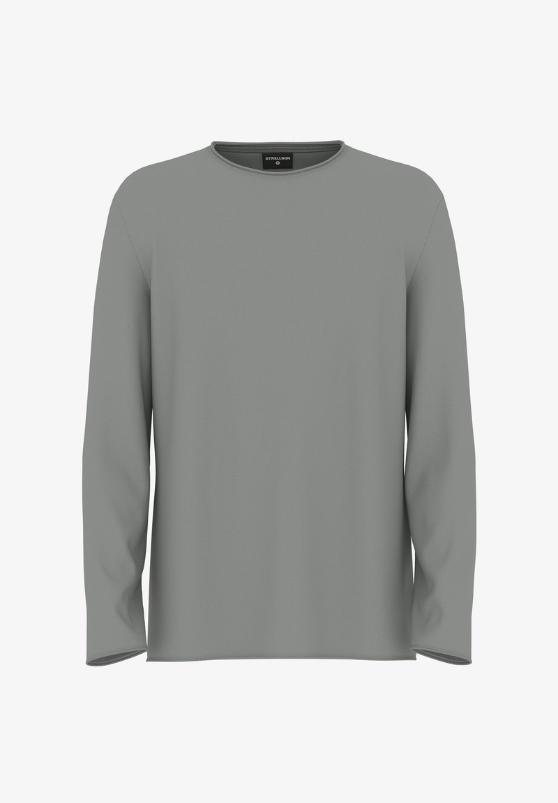 Langärmliges Hemd in einem gedämpften Grauton, mit rundem Ausschnitt und einer glatten, weichen Textur. Einfaches Design ohne sichtbare Muster.