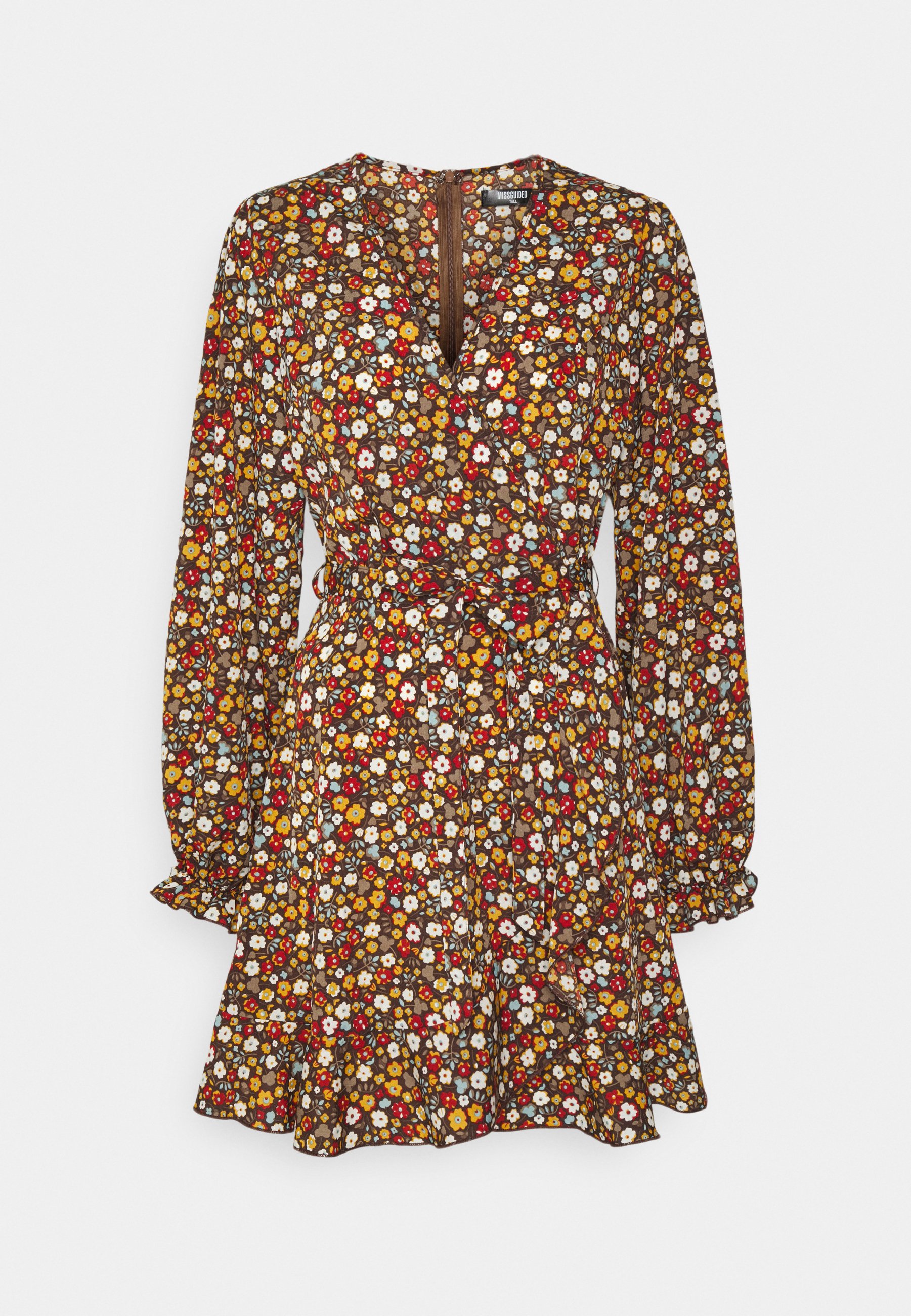 Missguided Tall TIE WAIST DRESS - Jurk - multicoloured/bruin - Zalando.nl