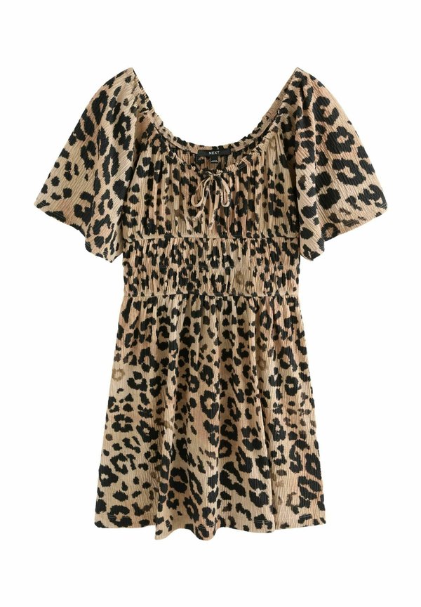 REGULAR FIT - SHORT SLEEVE - Jerseykleid - leopard print