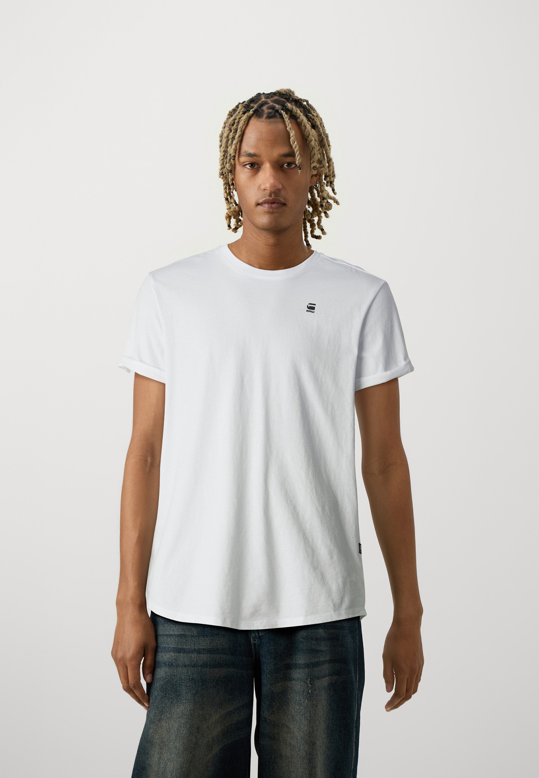 G-STAR Herren Slim Base T-Shirt – Bio-Baumwolle, Stretch, Rundhals, Mit G-Star RAW Print Auf Brust