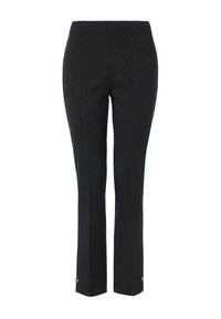 Zwarte textuuroverhemden met een diamantpatroon, slim fit, met een rechte pijp en decoratieve hardware accenten bij de boorden.