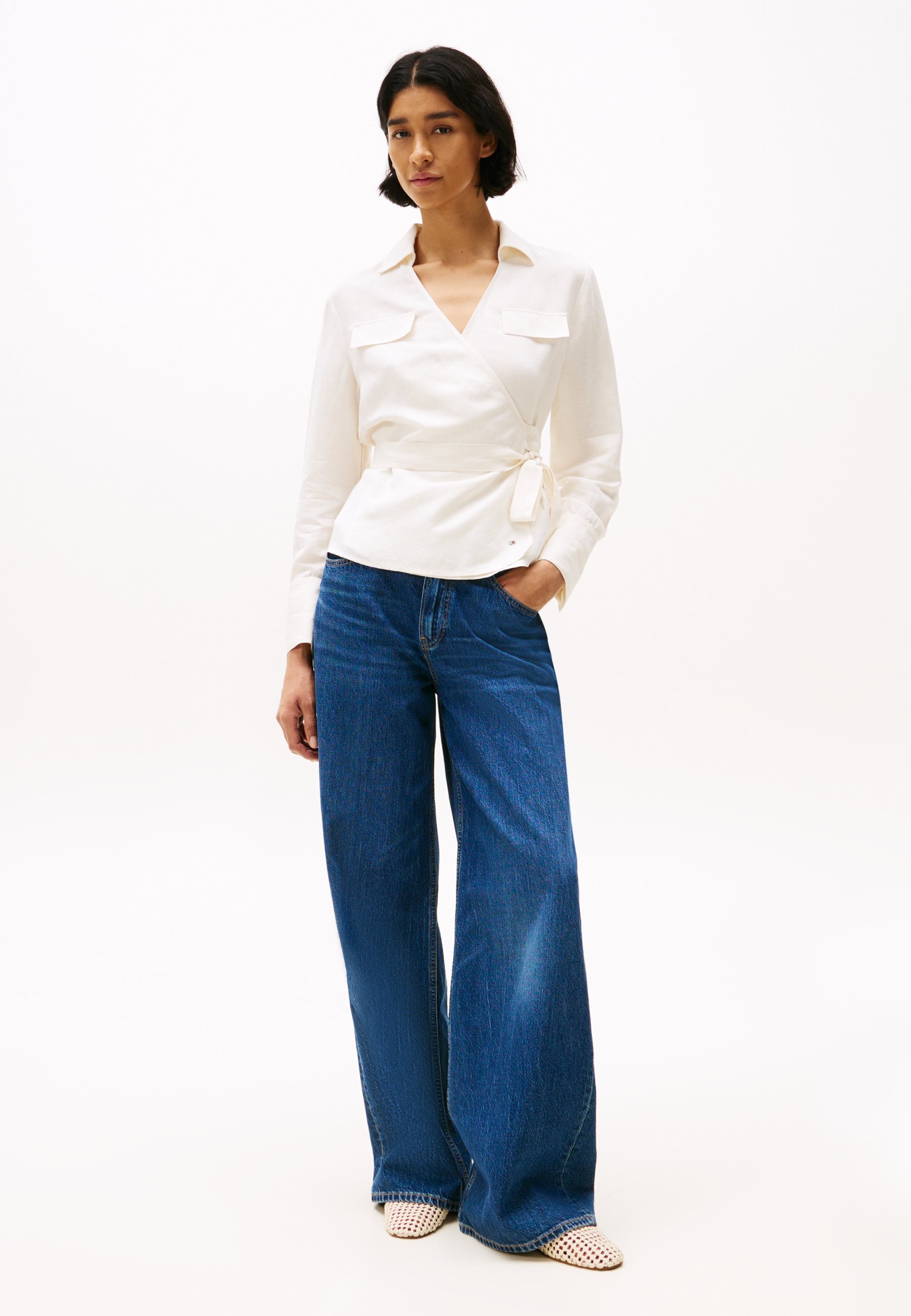 Tommy Hilfiger WRAP BLOUSE - Blouse - ivory petal/off-white