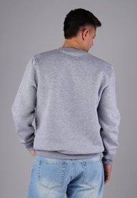Gray sweatshirt in cotton blend, featuring a crew neck, long sleeves, and ribbed cuffs and hem. Casual fit with a textured finish.