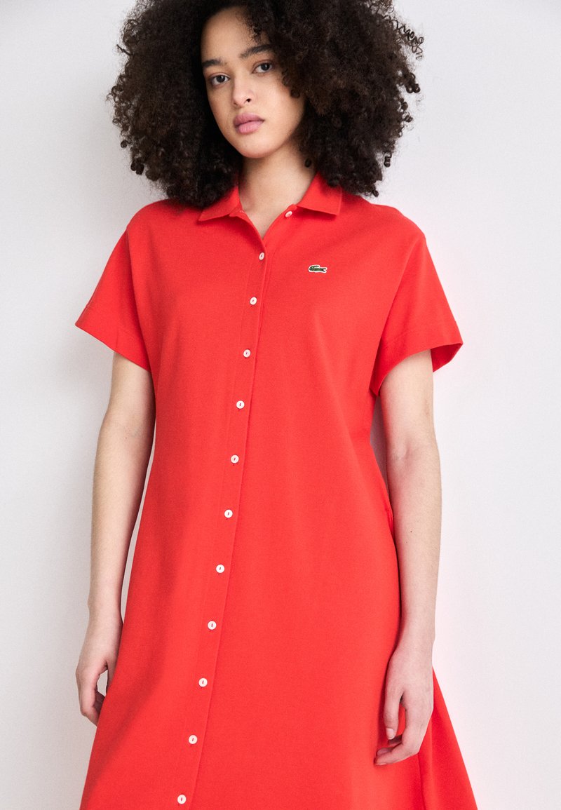 strapless open back dress Lacoste Women's Colorblock Fleece Sweatshirt Dress Bordeaux/Beige/Red EF5769 R9B main image 0