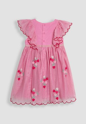 JoJo Maman Bébé REGULAR FIT - SCALLOP SLEEVE EMBROIDERED PARTY - Jurk - pink strawberry floral