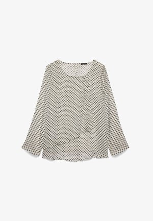 Fiorella Rubino, BLUSA CON STAMPA E VOLANT - Bluse - bianco