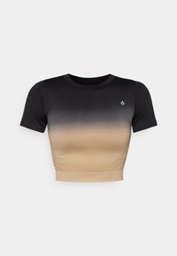 SEAMLESS PRINTED T-SHIRT - Majica kratkih rukava s printom - light brown/black