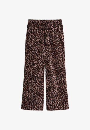 Leopard print pants in soft, lightweight fabric. Features a wide-leg design with an elastic waistband and adjustable drawstring for comfort.