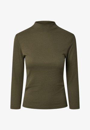 Pieces, TOP PCALLY 3/4 HIGH NECK - Top s dlhým rukávom - burnt olive