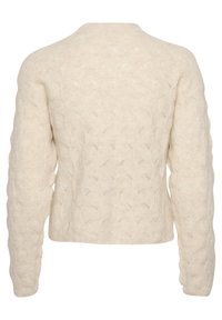 Stickad tröja med ett strukturerat mönster, i färgen grädde, rund halsringning och långa ärmar. Tillverkad av mjukt, lätt material.