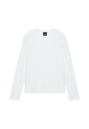 PULL&BEAR, HENLEY WAFFLE-KNIT LONG SLEEVE - T-SHIRT - Pullover - white