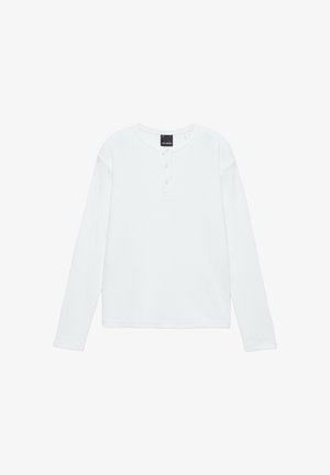 PULL&BEAR, HENLEY WAFFLE-KNIT LONG SLEEVE - T-SHIRT - Pullover - white