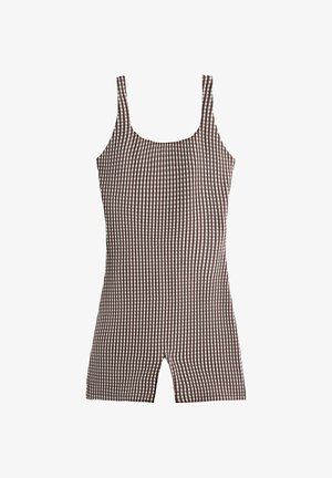 OYSHO, COMFORTLUX GINGHAM SHORT JUMPSUIT - Tuta jumpsuit - brown