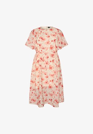 Zizzi, KNÖCHELLANGES KLEID MIT FLÜGELÄRMELN UND BINDEGÜRTEL - Day dress - rot