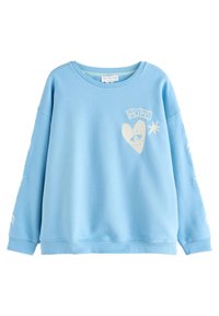 Felpa azzurro chiaro in misto cotone. Presenta un design con cuore e occhio accompagnato dalla parola "SPERANZA". Polsini a coste e vestibilità ampia.