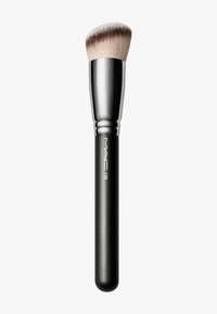 Pennello per trucco con testa a setole densa e arrotondata in morbide fibre sintetiche, ghiera cromata e manico nero opaco. Numero di modello: 170.