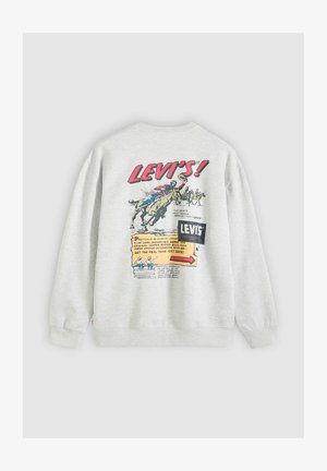 Grauer Sweatshirt mit einem bunten Grafikdruck von Cowboys und Text. Lange Ärmel, gerippte Bündchen und Saum. Aus Baumwollmischung.