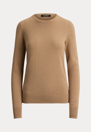 Lauren Ralph Lauren, EMBROIDERED-LOGO COTTON-MODAL SWEATER - Πουλόβερ - camel