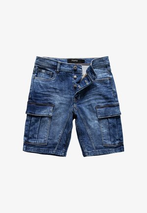 Humy, MIT STRETCHBUND UND KNOPFLEISTE - Jeans Shorts - dunkelblau