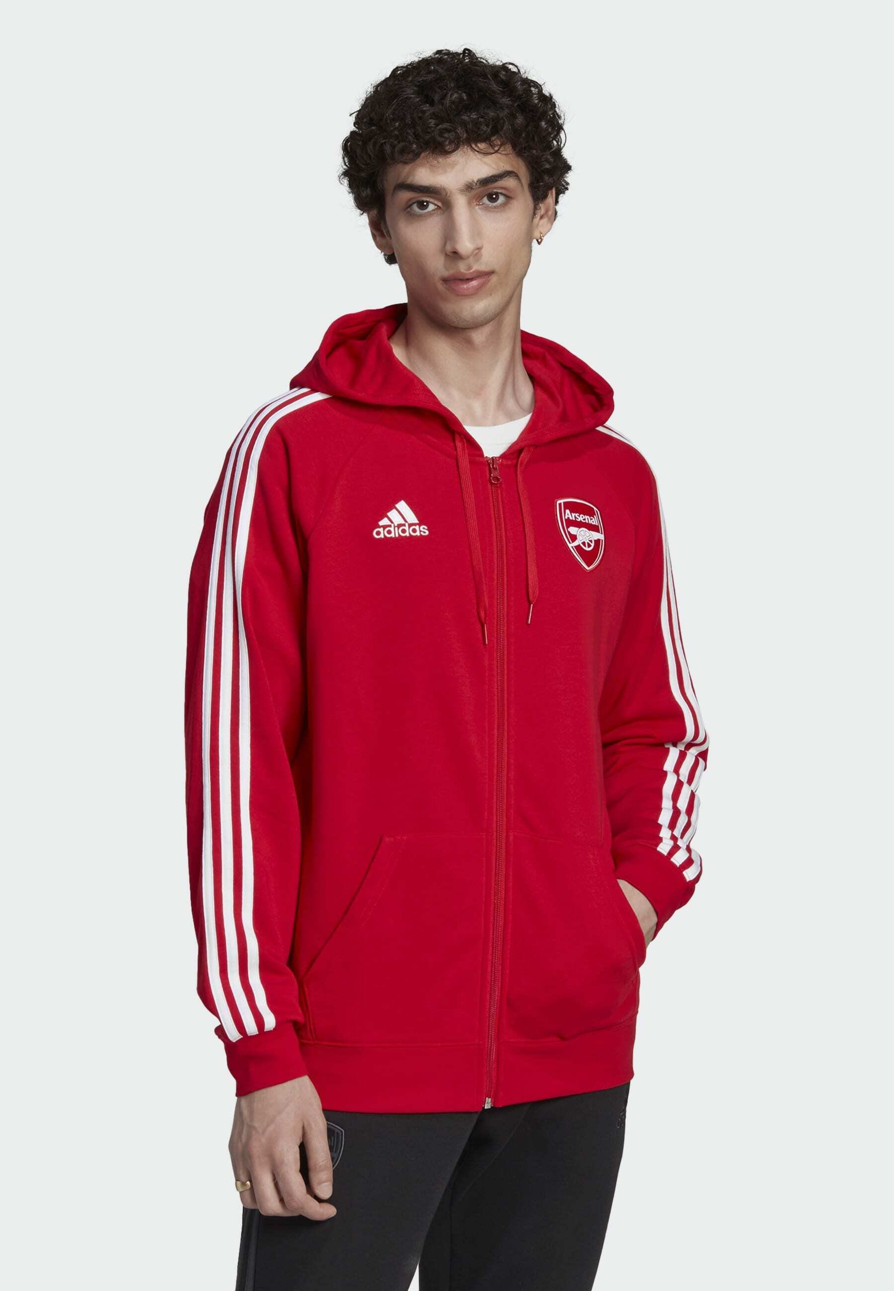 adidas Performance FELPA CON DNA STRIPES FULL ARSENAL FC - Sweater met rits  - red/rood - Zalando.nl
