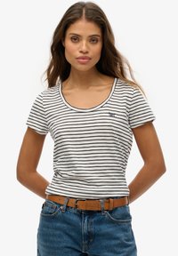 Superdry & Co SCOOP NECK - Camiseta estampada - optic eclipse navy stripe