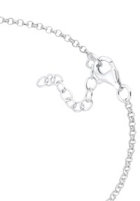 Silberne Kettenarmband mit ovalen Gliedern, ausgestattet mit einem Karabinerhaken und einer verstellbaren Erweiterungskette für Größenanpassung.