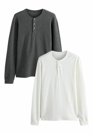 REGULAR FIT - LONG SLEEVE 2 PACK   - Camiseta de manga larga - charcoal grey ecru white