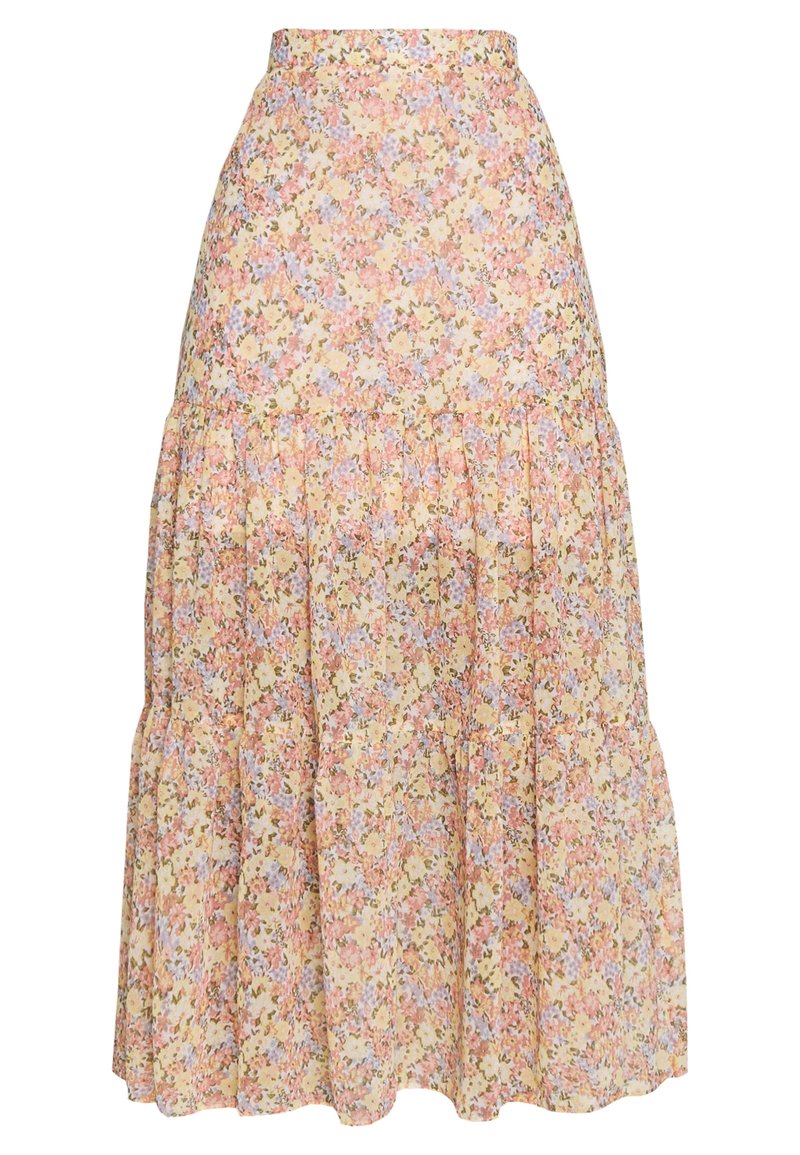 Jupe Miss Selfridge Rose Saumon Et Bleu Imprimé Rare - Taille UK 8, Occasion Très Bon état